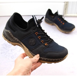 Deportivas cómodas sin cordones para mujer, azul marino, Rieker M0564-14 12