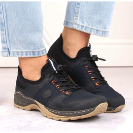 Deportivas cómodas sin cordones para mujer, azul marino, Rieker M0564-14 10