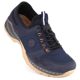 Deportivas cómodas sin cordones para mujer, azul marino, Rieker M0564-14 11
