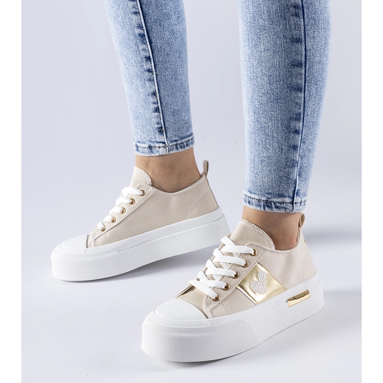 Zapatillas con plataforma Lawton beige y dorado 1