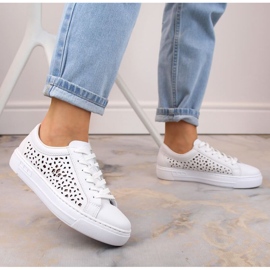 Zapatos cómodos de piel Rieker W RKR641 blanco 3