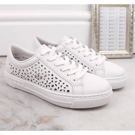 Zapatos cómodos de piel Rieker W RKR641 blanco 5
