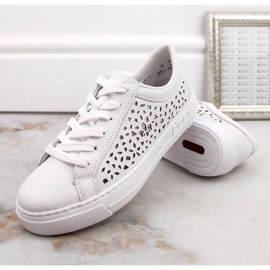 Zapatos cómodos de piel Rieker W RKR641 blanco 6