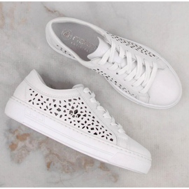 Zapatos cómodos de piel Rieker W RKR641 blanco 7
