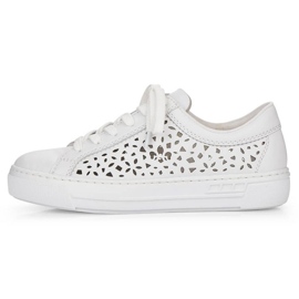 Zapatos cómodos de piel Rieker W RKR641 blanco 16