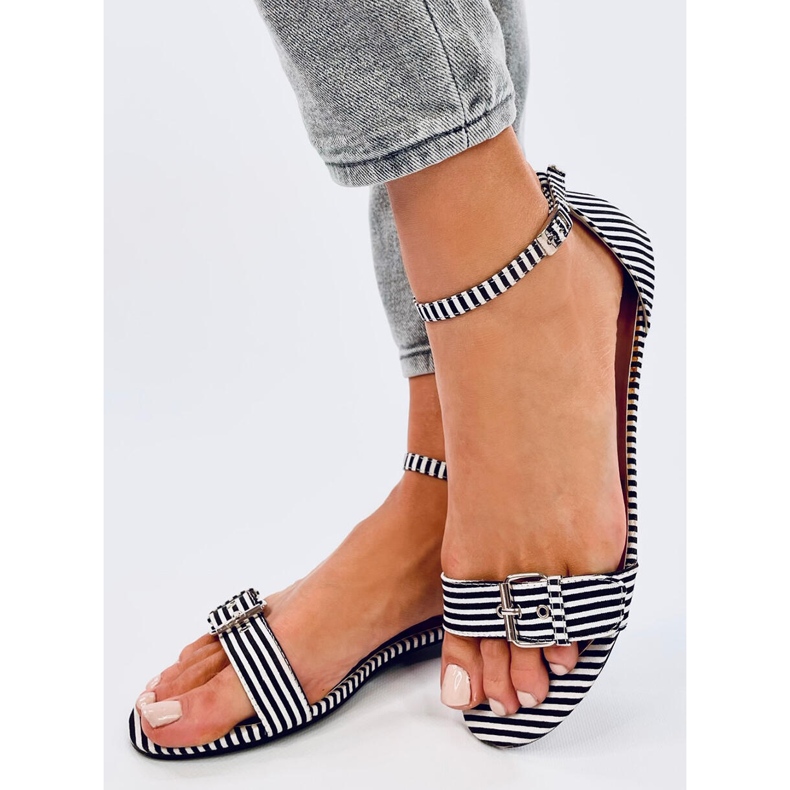 Sandalias Ditty Rayas Negras - 2ª calidad blanco 2