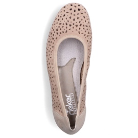 Zapato slip-on mujer cuero calado beige Rieker L9365-61 1
