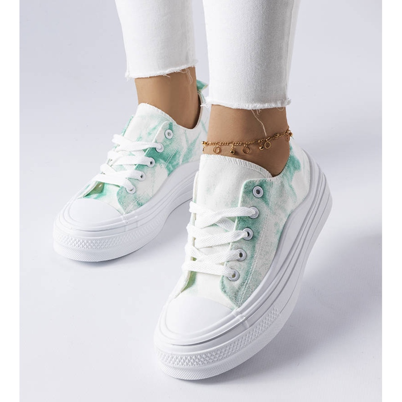 Zapatillas con plataforma blancas y verdes de Rocheleau blanco 1