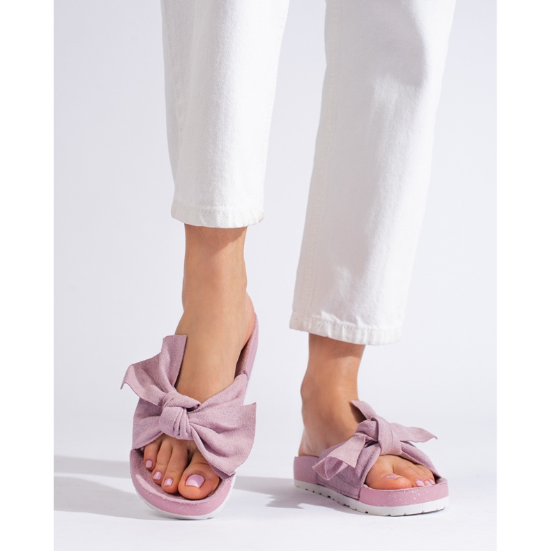 SHELOVET Zapatillas de moda con lazo. rosa 2