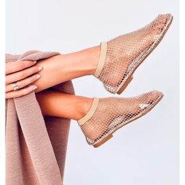 Sandalias Peyton Gold de malla con strass beige 3