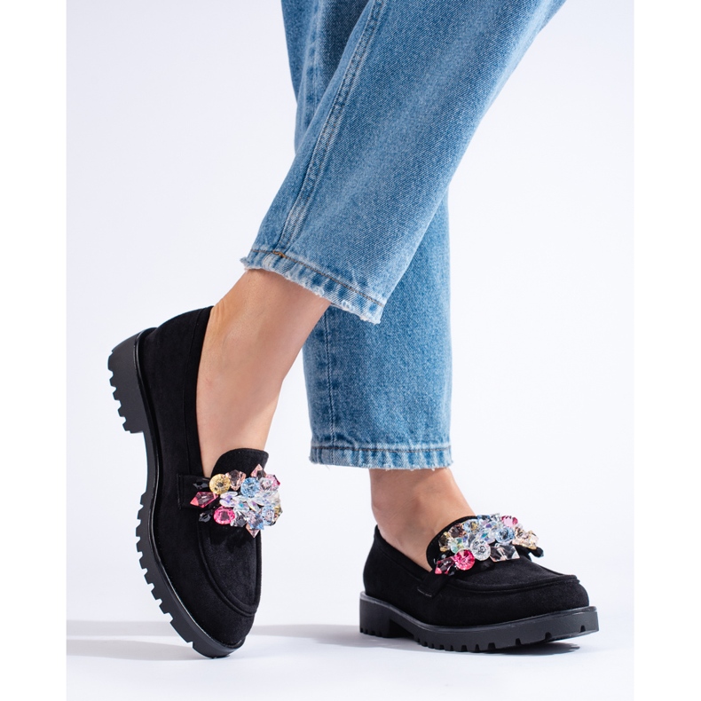 Zapatos de mujer en ante con adornos Shelovet negro 1