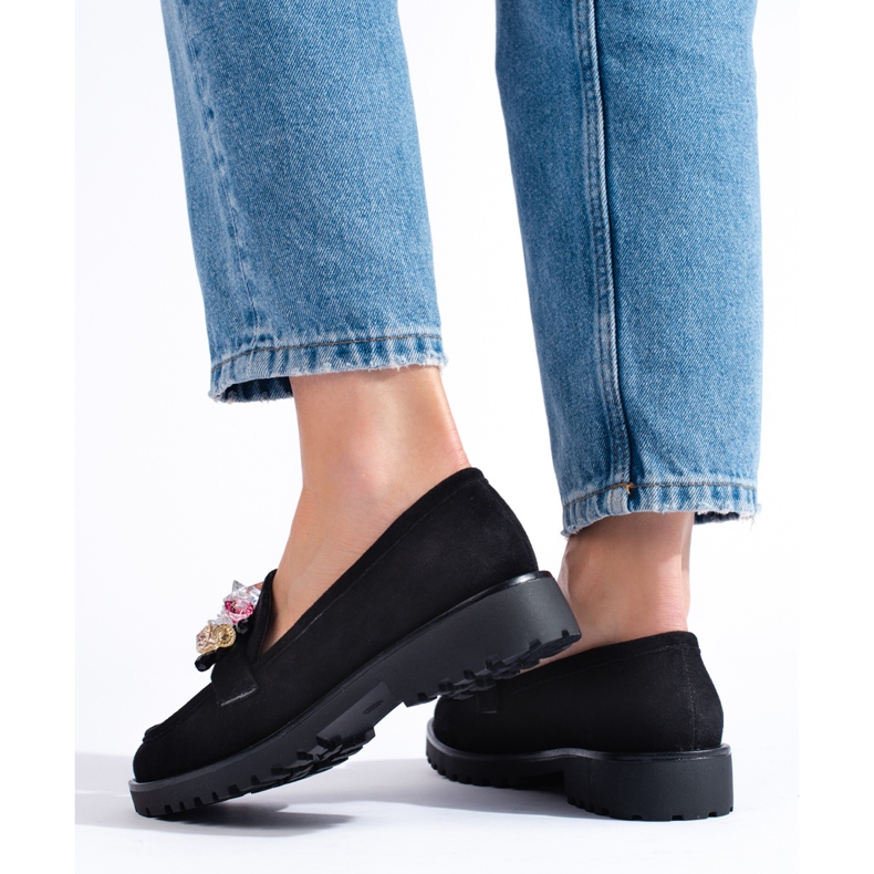 Zapatos de mujer en ante con adornos Shelovet negro 2