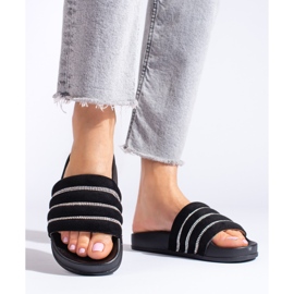 Sandalias de mujer negras con circonitas Shelovet negro 2