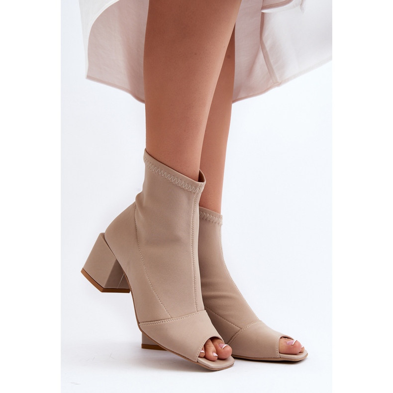 Zazoo 2876 Botas De Tacón Alto Con Puntera Abierta Para Mujer, Beige 1 Zazoo 2876 Botas De Tacón Alto Con Puntera Abierta Para Mujer, Beige 1