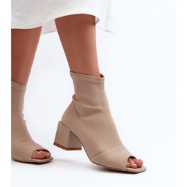 Zazoo 2876 Botas De Tacón Alto Con Puntera Abierta Para Mujer, Beige 3