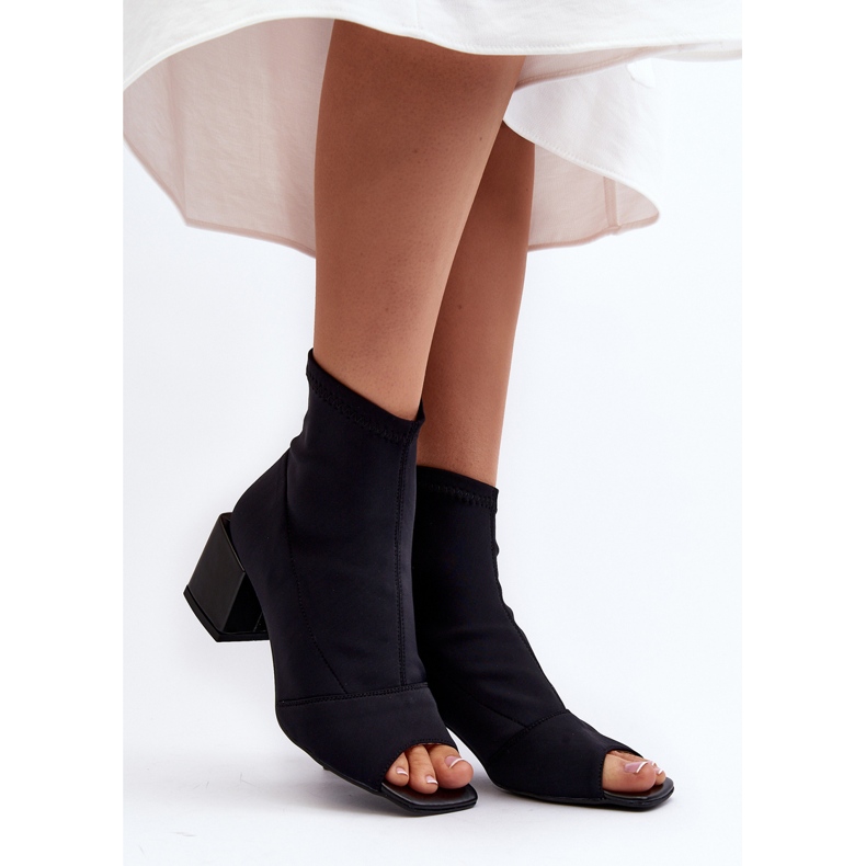 Zazoo 2876 Botas De Tacón Alto Con Puntera Abierta Para Mujer, Negro 1 Zazoo 2876 Botas De Tacón Alto Con Puntera Abierta Para Mujer, Negro 1