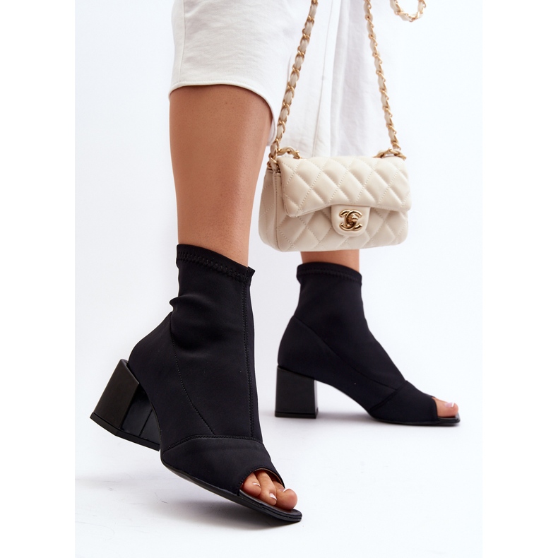 Zazoo 2876 Botas De Tacón Alto Con Puntera Abierta Para Mujer, Negro 2 Zazoo 2876 Botas De Tacón Alto Con Puntera Abierta Para Mujer, Negro 2