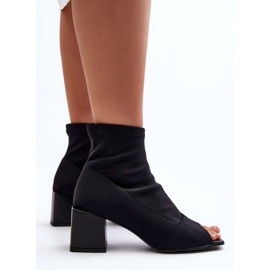 Zazoo 2876 Botas De Tacón Alto Con Puntera Abierta Para Mujer, Negro 3