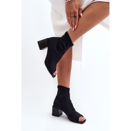 Zazoo 2876 Botas De Tacón Alto Con Puntera Abierta Para Mujer, Negro 4