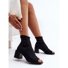 Zazoo 2876 Botas De Tacón Alto Con Puntera Abierta Para Mujer, Negro 7