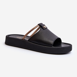 Zazoo 2896 Chanclas de Piel Mujer, Negro 1