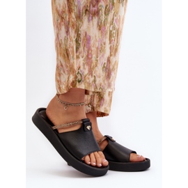 Zazoo 2896 Chanclas de Piel Mujer, Negro 2