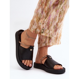 Zazoo 2896 Chanclas de Piel Mujer, Negro 3