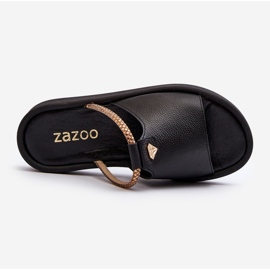 Zazoo 2896 Chanclas de Piel Mujer, Negro 6