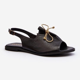 Zazoo 2898 Sandalias Planas De Piel Negro 1