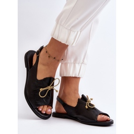Zazoo 2898 Sandalias Planas De Piel Negro 2
