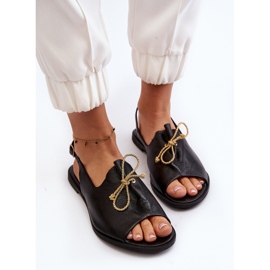Zazoo 2898 Sandalias Planas De Piel Negro 5