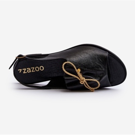 Zazoo 2898 Sandalias Planas De Piel Negro 6