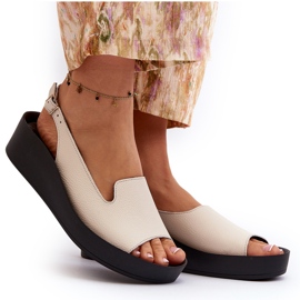 Zazoo 2893 Sandalias Mujer Piel Suela Gruesa, Beige Claro 7
