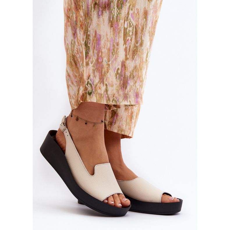 Zazoo 2893 Sandalias Mujer Piel Suela Gruesa, Beige Claro 2