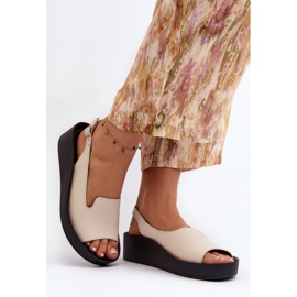 Zazoo 2893 Sandalias Mujer Piel Suela Gruesa, Beige Claro 3