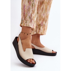 Zazoo 2893 Sandalias Mujer Piel Suela Gruesa, Beige Claro 4