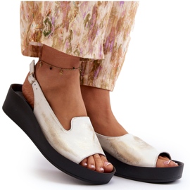 Zazoo 2893 Sandalias de Mujer de Piel con Suela Gruesa, Oro Cepillado dorado 9