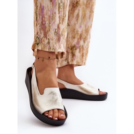 Zazoo 2893 Sandalias de Mujer de Piel con Suela Gruesa, Oro Cepillado dorado 4