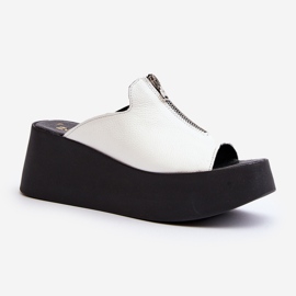 Zazoo 2916 Chanclas de mujer con plataforma enorme y cremallera, blanco 1
