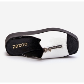 Zazoo 2916 Chanclas de mujer con plataforma enorme y cremallera, blanco 6