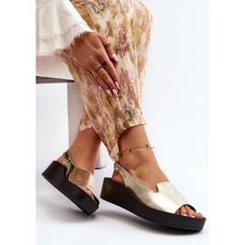 Zazoo 2893 Sandalias Mujer Piel Suela Gruesa, Dorado 9