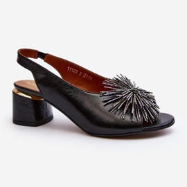 Sandalias Piel Con Adorno Laura Messi 2719 Negro 2