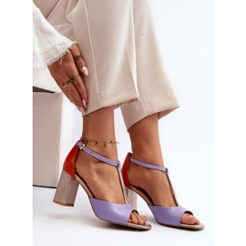 Sandalias de Piel con Tacón Alto Laura Messi 2759 Morado púrpura 1