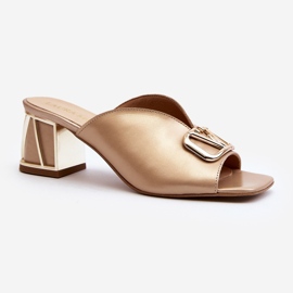 Chanclas Mujer Tacón Elegantes Laura Messi 2771 Dorado 5