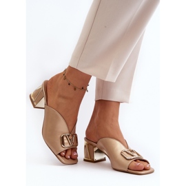 Chanclas Mujer Tacón Elegantes Laura Messi 2771 Dorado 7