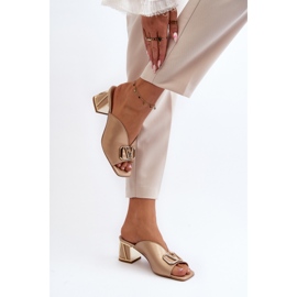 Chanclas Mujer Tacón Elegantes Laura Messi 2771 Dorado 8