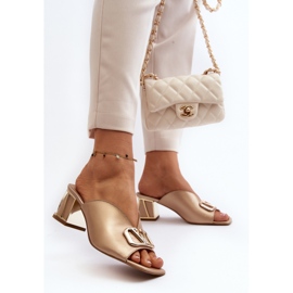 Chanclas Mujer Tacón Elegantes Laura Messi 2771 Dorado 9