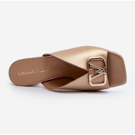 Chanclas Mujer Tacón Elegantes Laura Messi 2771 Dorado 10