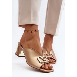 Chanclas Mujer Tacón Elegantes Laura Messi 2771 Dorado 12
