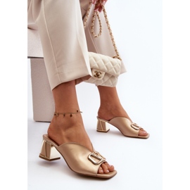 Chanclas Mujer Tacón Elegantes Laura Messi 2771 Dorado 3